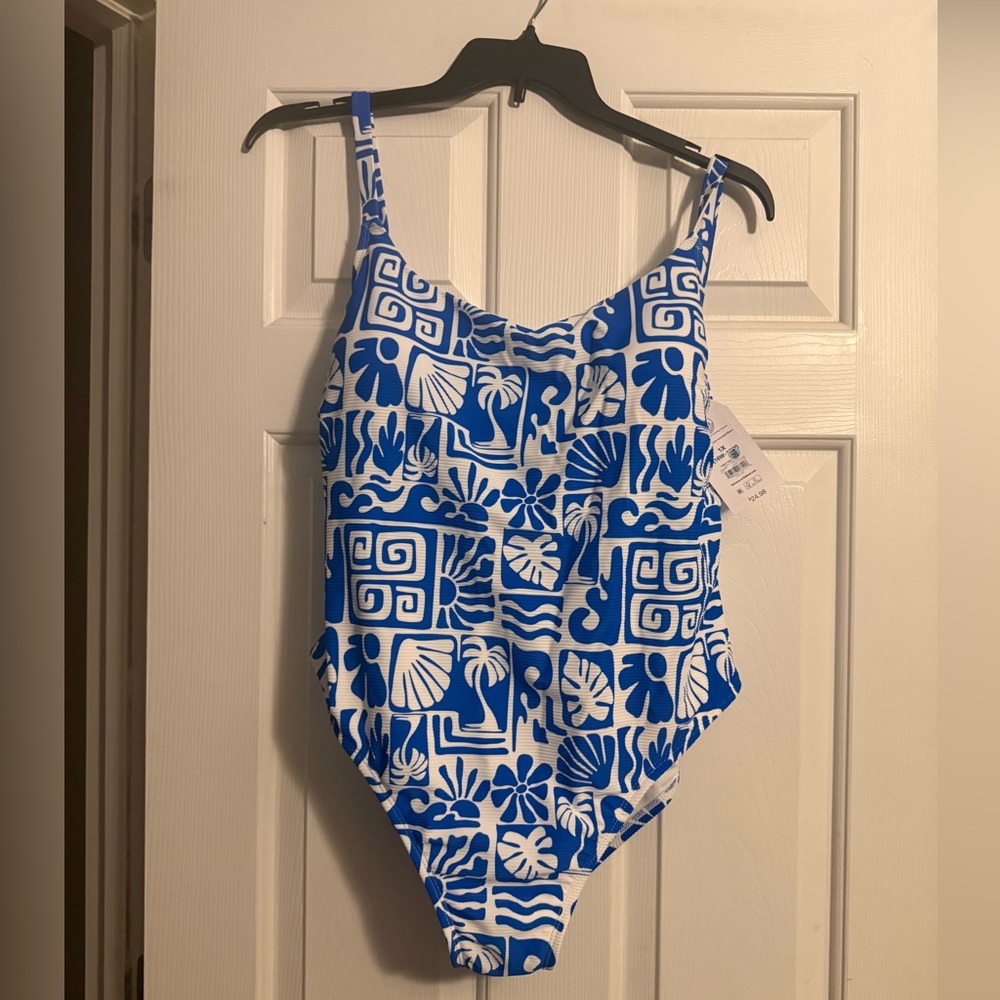 NWT women’s 1x bathing suit - blue & white
